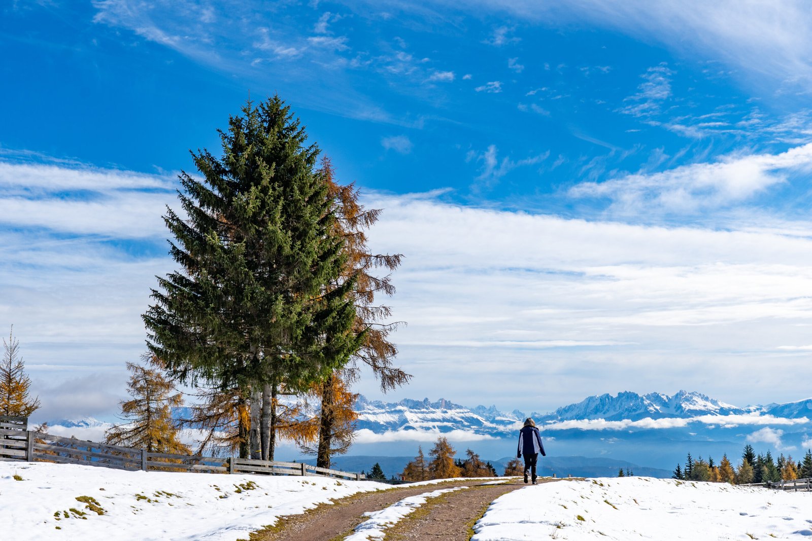 A snowy road in South Tyrol, Dolomites, Italy